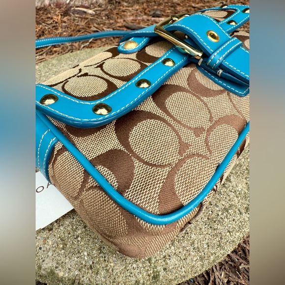 Vintage Coach Studded Blue Crossbody New - Picture 8 of 16